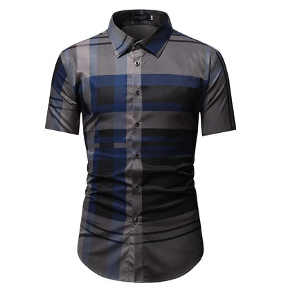 FGKKS 2023 Summer Short Sleeve Shirts for Men Fashion Tops Shirt Brand Striped Plaid Shirt Male