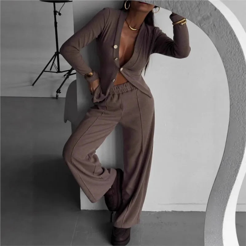 Autumn Tracksuit Pants Sets Women Outfits 2025 Casual Button Cardigan Pants Women's Suit New In Matching Sets Female Clothing