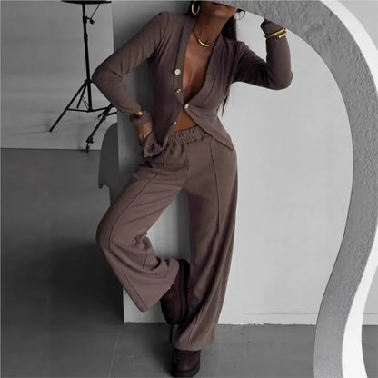 Autumn Tracksuit Pants Sets Women Outfits 2025 Casual Button Cardigan Pants Women's Suit New In Matching Sets Female Clothing
