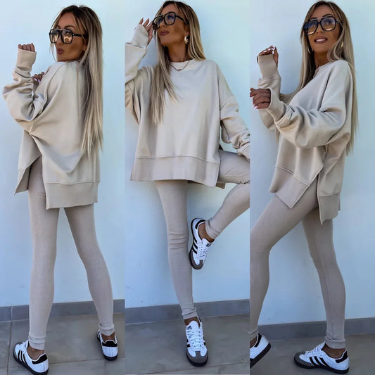 Autumn Tight Trousers Hoodie Women Suit Fashion Casual Tracksuit 2 Piece Set Female Sweatshirt Pullover Jogger Sweatpants Outfit