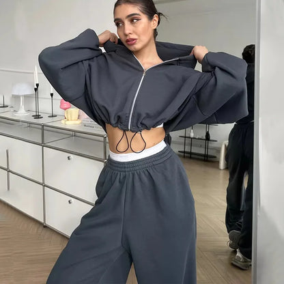 Hoodies Pant Two Piece Sets Women Tracksuit Set Autumn Pant Set Jogger Y2k Sweatshirts Sports Elastic Waist Pants Matching Sets