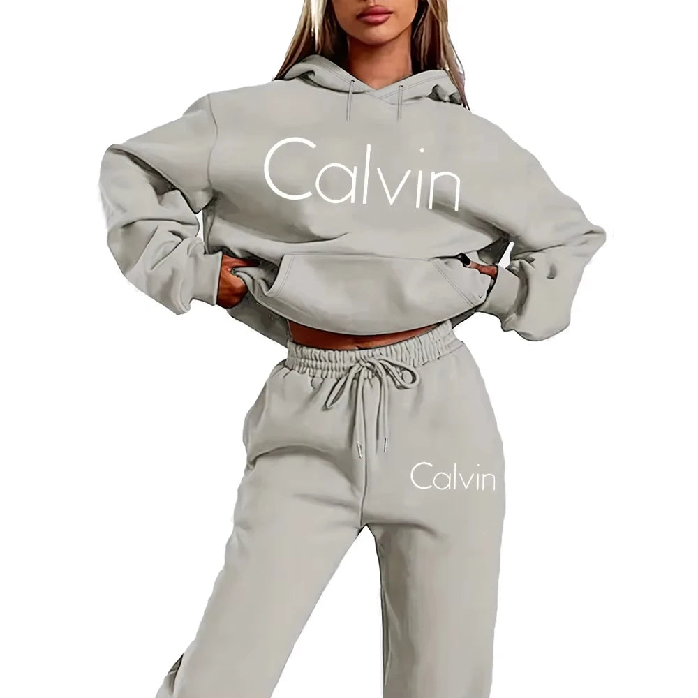 Letter Printed Women's Tracksuit Quality Two Piece Set for Women Fashion Jogging Sweatshirt Suit Drawstring Sports Daily Hooded