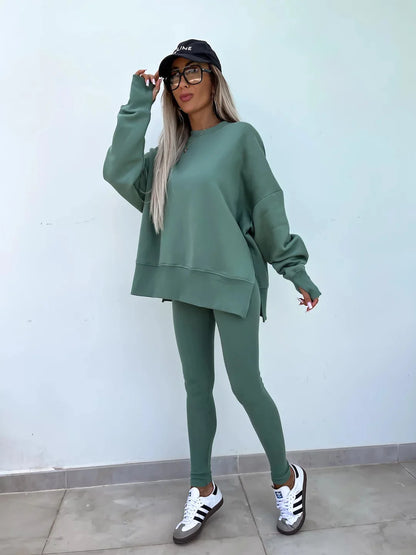 Autumn Tight Trousers Hoodie Women Suit Fashion Casual Tracksuit 2 Piece Set Female Sweatshirt Pullover Jogger Sweatpants Outfit