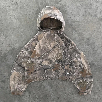 Y2K Retro Leopard Pattern Zip Up Hoodie Men Harajuku Hip Hop Zipper Sweatshirt High Street Oversized Unisex Hoodie Streetwear
