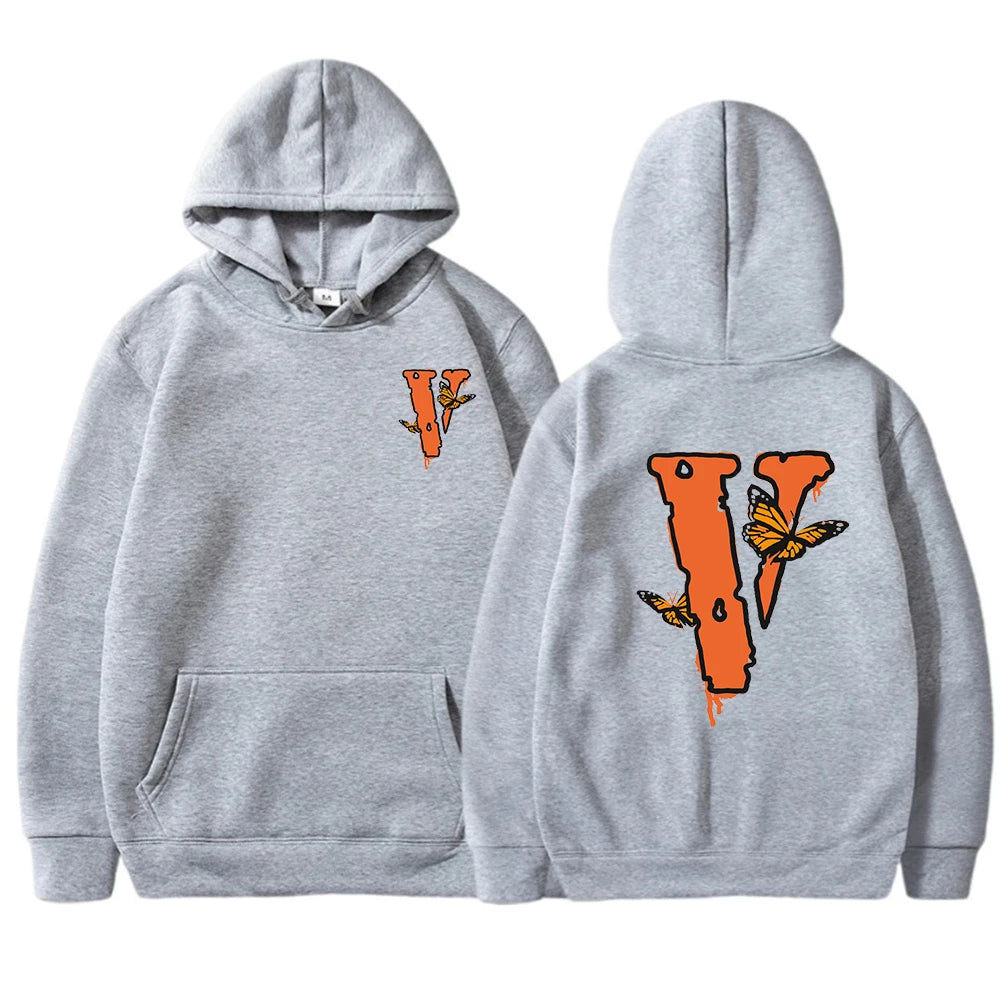 New Letter 2023 Autumn Winter Men's Black "V" Printing Casual Kangaroo Pocket Hoodie Hoodie Hoodie Gift Bestseller