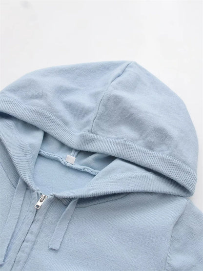 Tossy Knit Fashion 2 Piece-Set Trousers Hoodie Tracksuit Women Crop top Knitwear And Women's Pants Sets Female Trousers Outfits