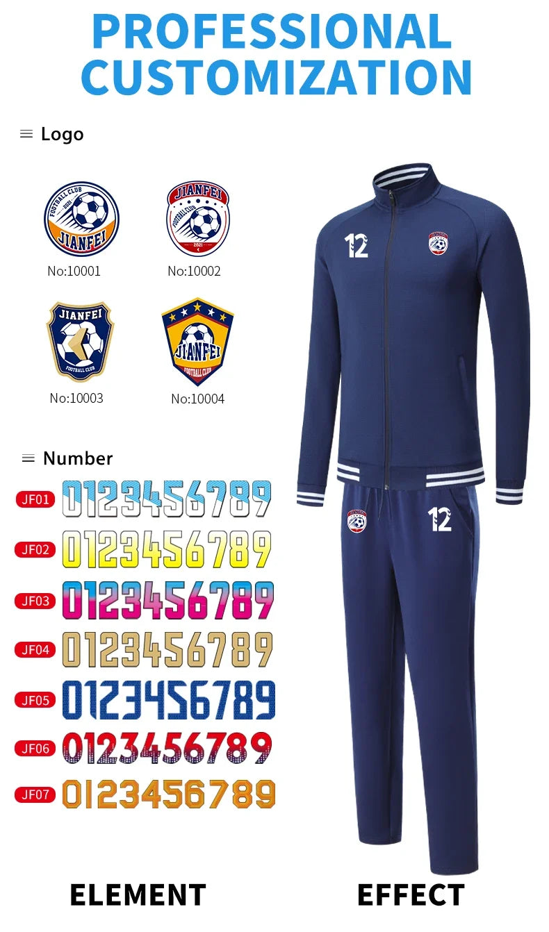 Wholesale Men Winter Tracksuits Custom Logo Stripe Soccer Tracksuit Personalized Training Casual Unisex Football Tracksuits 6663