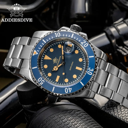 ADDIESDIVE New Watch For Men Quartz Wristwatch Ceramic Bezel Diving 200m Retro C3 Luminous 41mm Automatic Date Diver Men's Watch