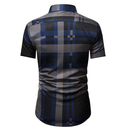 FGKKS 2023 Summer Short Sleeve Shirts for Men Fashion Tops Shirt Brand Striped Plaid Shirt Male