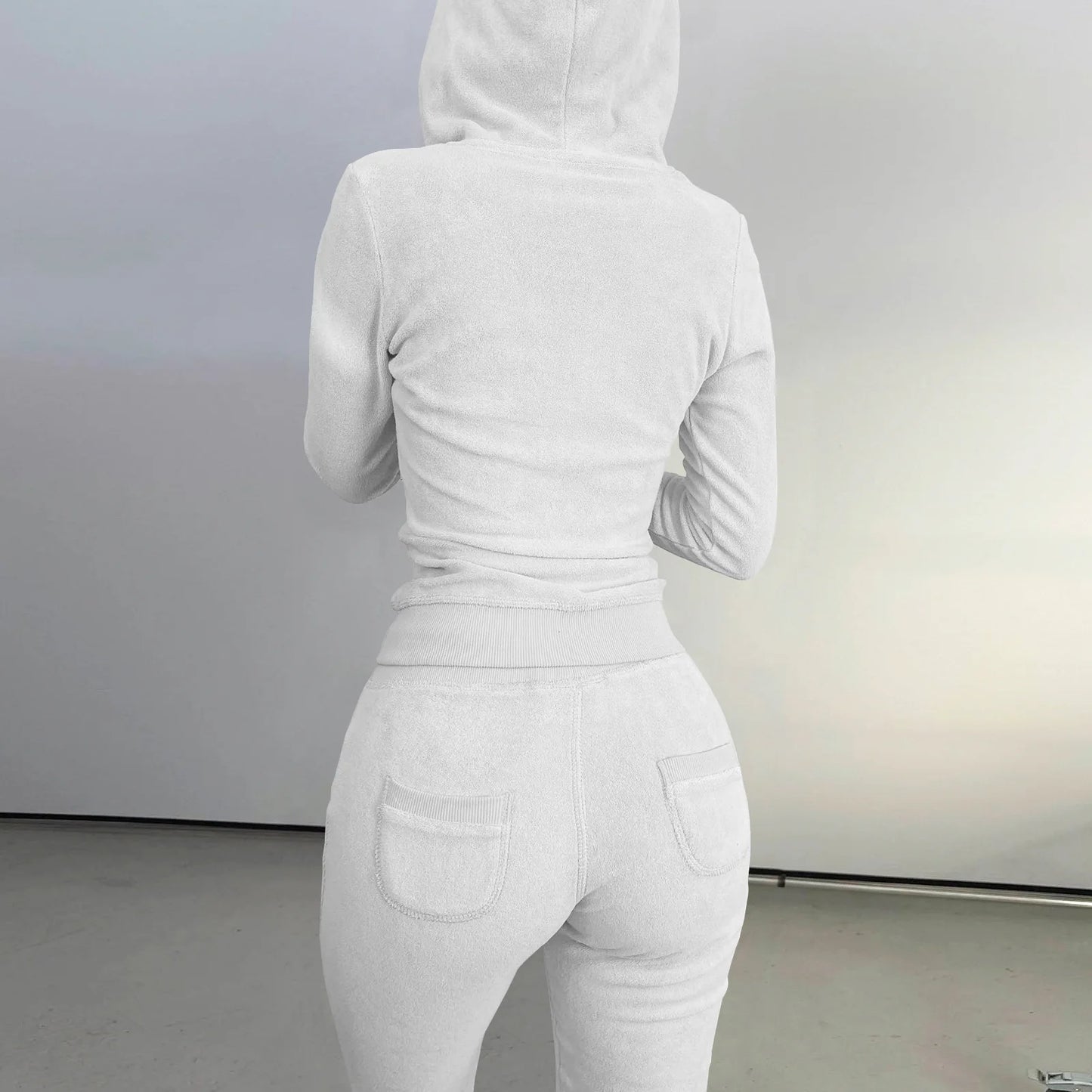 Autumn Winter Double-sided Velvet Vest 3 Piece Set For Woman's Fashion Hooded Sweatshirt Jacket Slim Pocket Trousers Female Suit