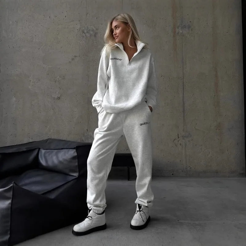 Two-piece Set with Thickened Embroidered Long-sleeved Sweatshirt and Long Pants Women’s Wear New Versatile Casual Fashionable