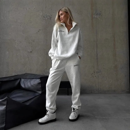 Two-piece Set with Thickened Embroidered Long-sleeved Sweatshirt and Long Pants Women’s Wear New Versatile Casual Fashionable