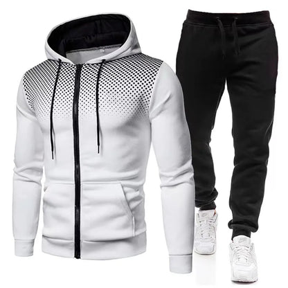 Men's Winter Tracksuit Set, Solid Color Hoodies and Drawstring Sweatpants, Loose Fit Leisure Sportswear Suit
