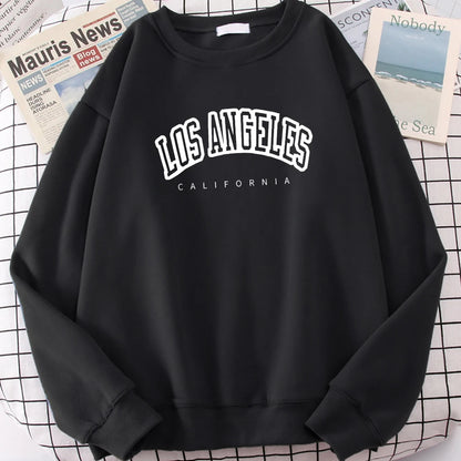 Los Angeles California City Streetwear Sweatshirt For Women Loose Oversized Clothing Personality Soft Letter Print Hoodies Woman