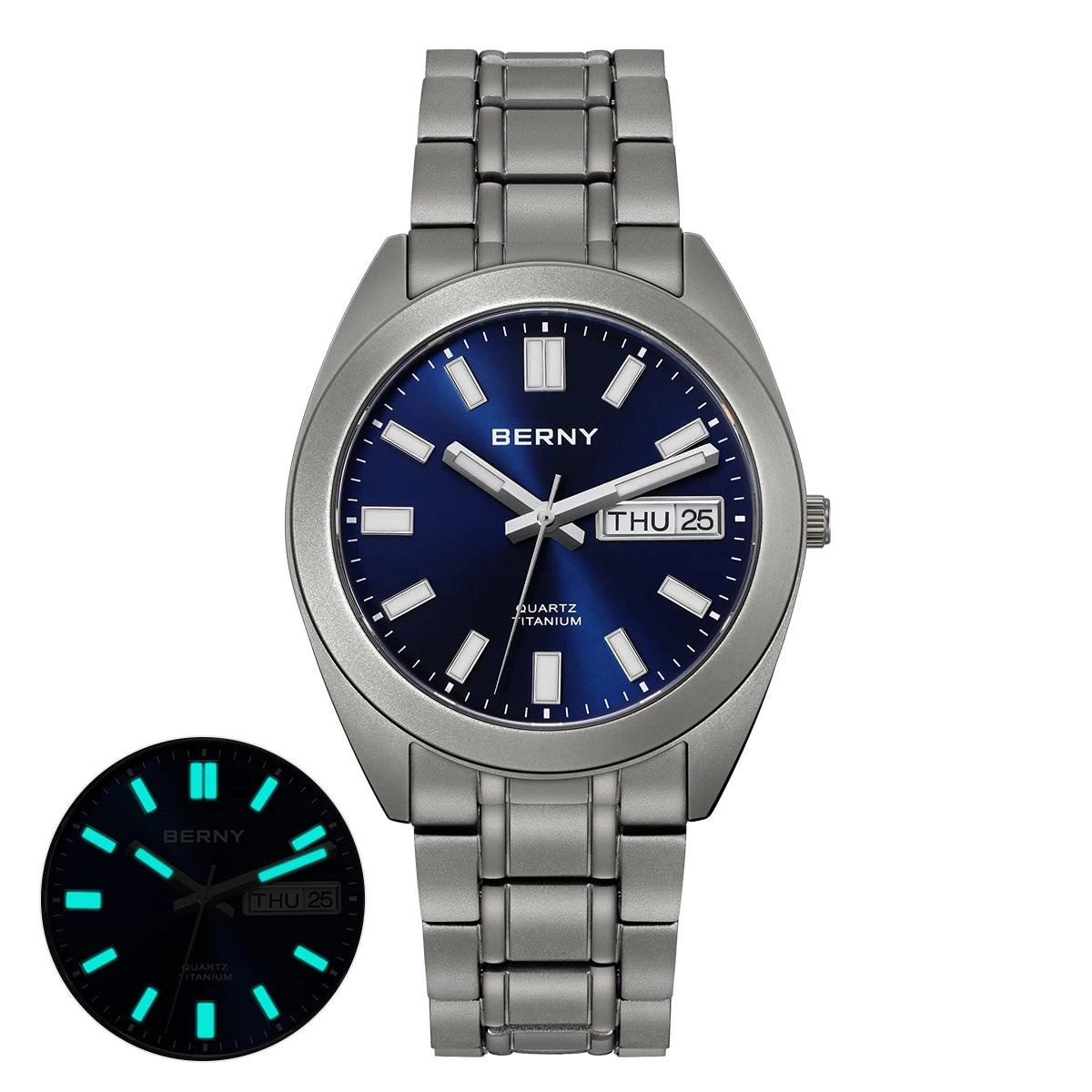 BERNY Titanium Watch for Men Supper Light Weight Wristwatch Super Luminous Sapphire 10ATM Waterproof Sport Field Quartz Watches
