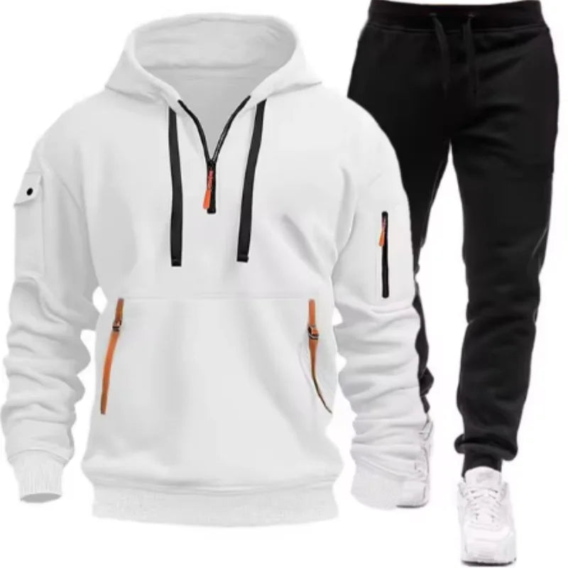Men Tracksuit Casual Joggers Hooded Sportswear Jackets And Pants 2 Piece Sets Hip Hop Running Sports Suit S-XXXL