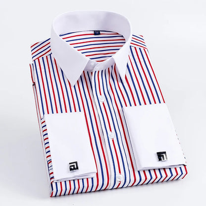 2023 French Cufflinks Suit Collar Korean Version Slim Fitting Shirt Long Sleeve Men's Tuxedo Party Wedding  Shirts