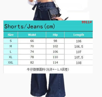 Women's Jeans Jeans Woman  Ripped Jeans for Women 2024 New High-waist Micro-elastic Lace-up Flared Pants Wide-leg Pants