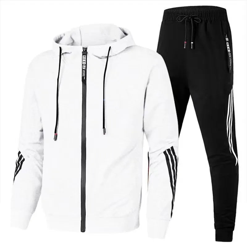 Men's Winter Tracksuit Set, Solid Color Hoodies and Drawstring Sweatpants, Loose Fit Leisure Sportswear Suit