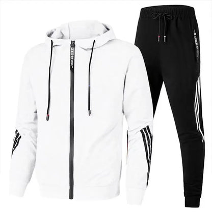 Men's Winter Tracksuit Set, Solid Color Hoodies and Drawstring Sweatpants, Loose Fit Leisure Sportswear Suit