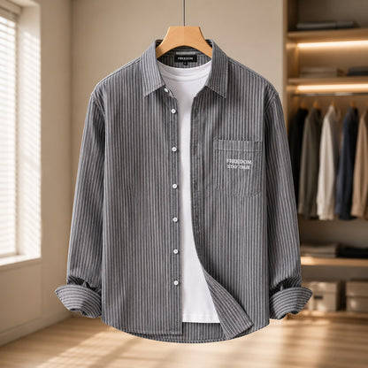 STRIPE EMBROIDERED POCKET SHIRT