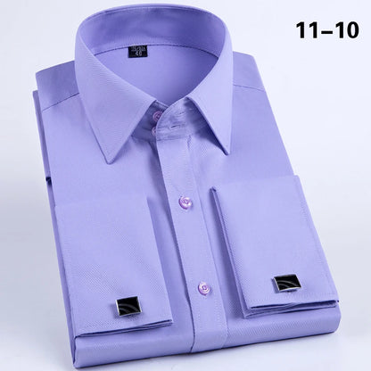 2023 French Cufflinks Suit Collar Korean Version Slim Fitting Shirt Long Sleeve Men's Tuxedo Party Wedding  Shirts