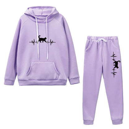 Woman Tracksuit Two Piece Set Winter Warm Hoodies+Pants Pullovers Sweatshirts Female Jogging Woman Clothing Sports Suit Outfits