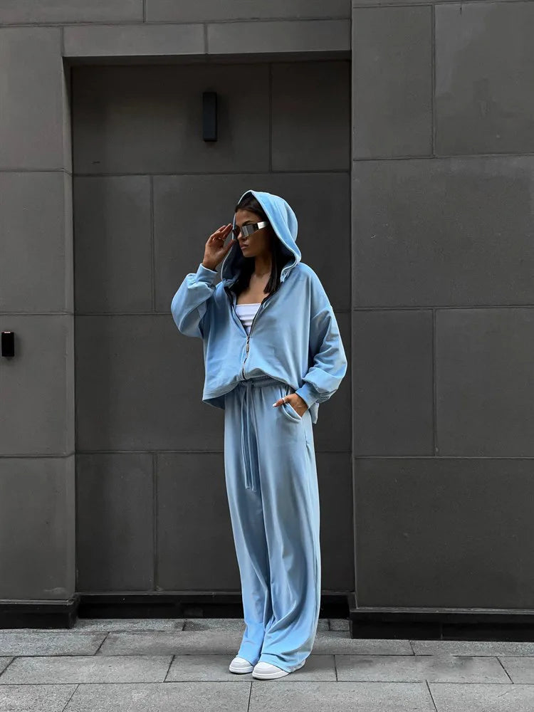 Two Piece Sets Women Matching Sets Tracksuit Jogger Y2k Autumn Winter Sports Elastic Waist Streetwear Pants Sweatshirts Pant Set