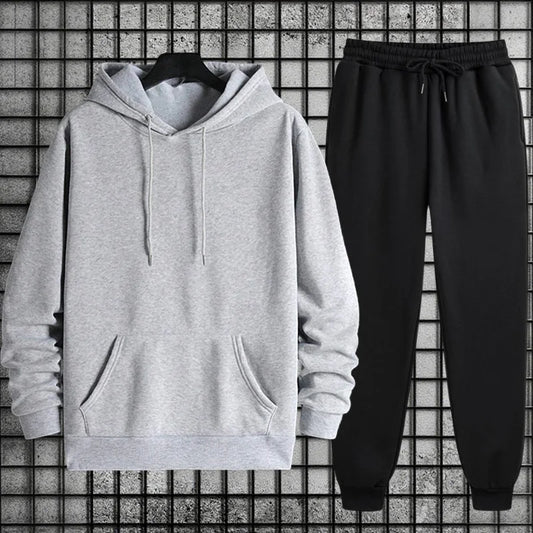 New Mens Tracksuit Solid Color Casual Sweatshirt Streetwear Sports Jogging Man Clothing Autumn Winter Single Piece Hoodies Pants