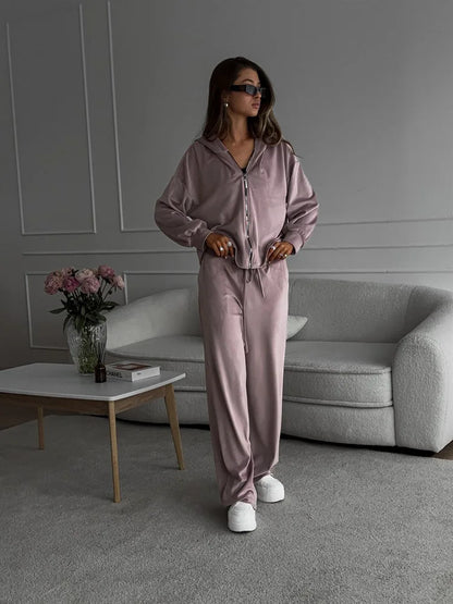 Two Piece Sets Women Matching Sets Tracksuit Jogger Y2k Autumn Winter Sports Elastic Waist Streetwear Pants Sweatshirts Pant Set