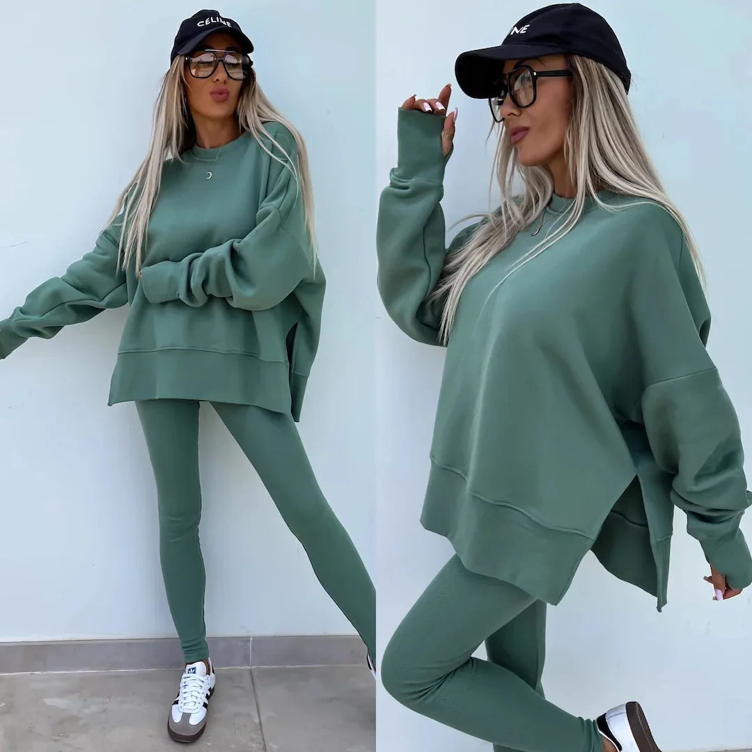 Autumn Tight Trousers Hoodie Women Suit Fashion Casual Tracksuit 2 Piece Set Female Sweatshirt Pullover Jogger Sweatpants Outfit