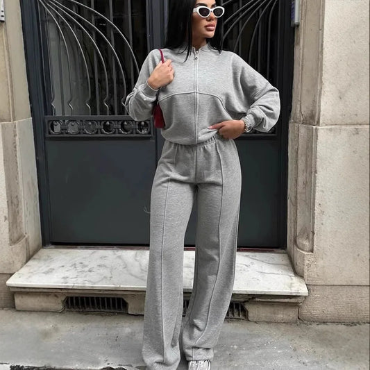 Autumn Winter Jacket Pant Two Piece Sets Women Pant Set Tracksuit Jogger Y2k Sweatshirts Sports Elastic Waist Pants Matching Set