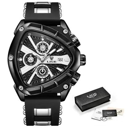 LIGE Chronograph Fashion Men's Casual Watches Stainless Steel Quartz Wrist Watch Man Calendar Male Sports Luminous Clock Relogio