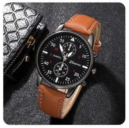 Fashion Mens Watches Luxury Casual Business Watch for Men Leather Strap Sports Big Dial Quartz Wrist Watch Relogio Masculino