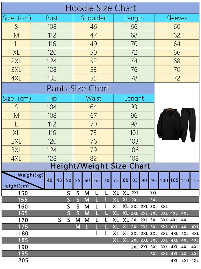New Mens Tracksuit Solid Color Casual Sweatshirt Streetwear Sports Jogging Man Clothing Autumn Winter Single Piece Hoodies Pants