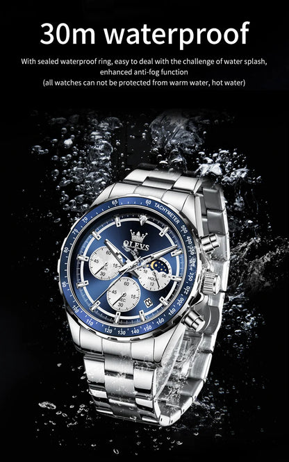OLEVS Original Brand Men's Watches High Quality Stainless steel Waterproof Luminous Sports Date Watch for Man Reloj Hombre