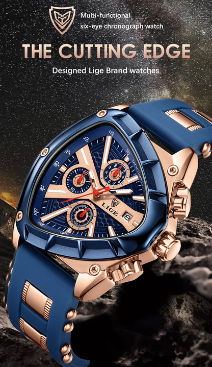 LIGE Chronograph Fashion Men's Casual Watches Stainless Steel Quartz Wrist Watch Man Calendar Male Sports Luminous Clock Relogio