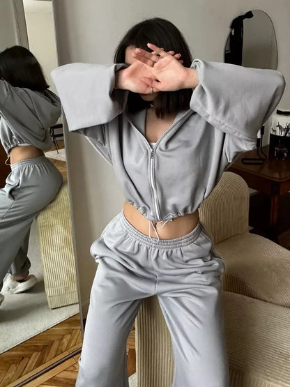 Hoodies Pant Two Piece Sets Women Tracksuit Set Autumn Pant Set Jogger Y2k Sweatshirts Sports Elastic Waist Pants Matching Sets