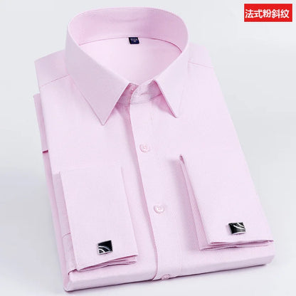 2023 French Cufflinks Suit Collar Korean Version Slim Fitting Shirt Long Sleeve Men's Tuxedo Party Wedding  Shirts