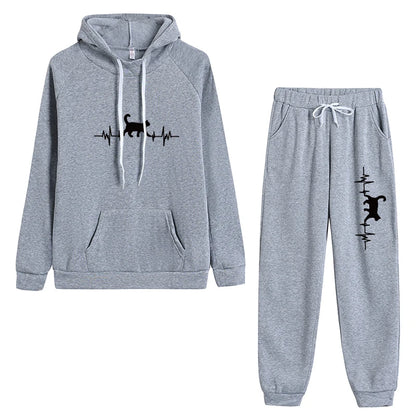 Woman Tracksuit Two Piece Set Winter Warm Hoodies+Pants Pullovers Sweatshirts Female Jogging Woman Clothing Sports Suit Outfits