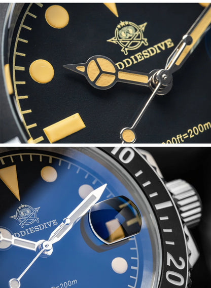 ADDIESDIVE New Watch For Men Quartz Wristwatch Ceramic Bezel Diving 200m Retro C3 Luminous 41mm Automatic Date Diver Men's Watch