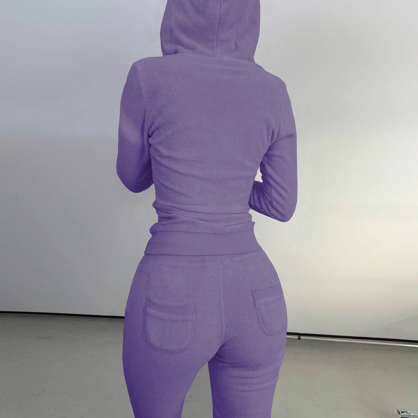 Autumn Winter Double-sided Velvet Vest 3 Piece Set For Woman's Fashion Hooded Sweatshirt Jacket Slim Pocket Trousers Female Suit