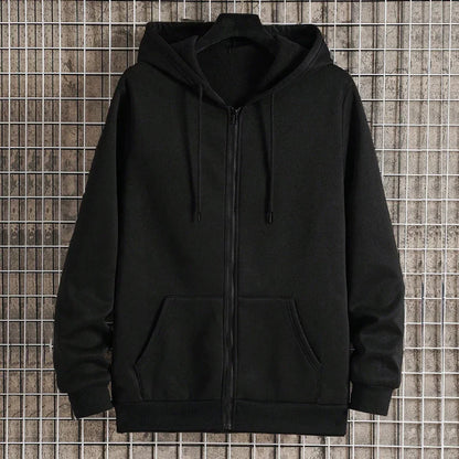 Unisex Zip Up Hoodies Spring Autumn Fleece Sweatshirts Men Women Classic Solid Color Zipper Jackets Fashion Hip Hop Streetwear