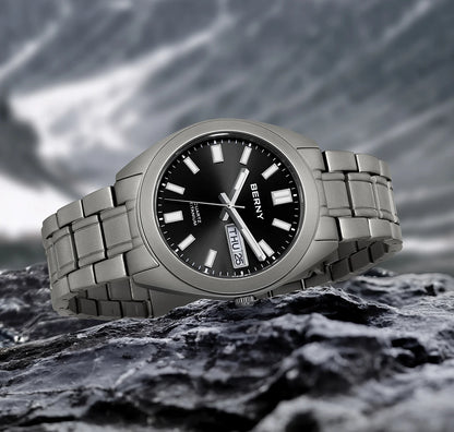 BERNY Titanium Watch for Men Supper Light Weight Wristwatch Super Luminous Sapphire 10ATM Waterproof Sport Field Quartz Watches