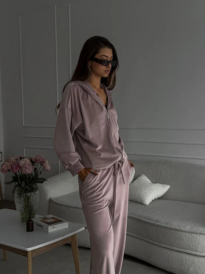 Two Piece Sets Women Matching Sets Tracksuit Jogger Y2k Autumn Winter Sports Elastic Waist Streetwear Pants Sweatshirts Pant Set