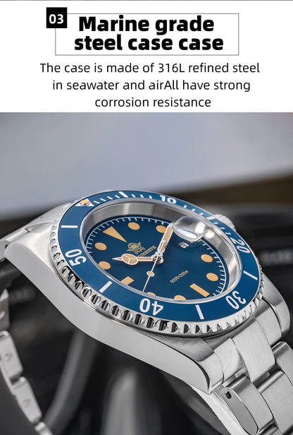 ADDIESDIVE New Watch For Men Quartz Wristwatch Ceramic Bezel Diving 200m Retro C3 Luminous 41mm Automatic Date Diver Men's Watch