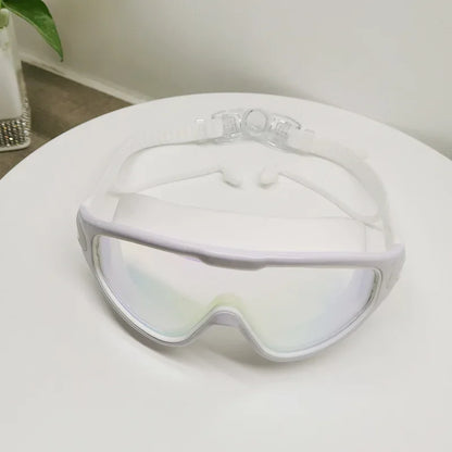 Swim Goggles with Ear Plugs UV Protection No Leaking Anti Fog Lens Swimming Glasses Wide Blue Light Blocking Comfortable Eyewear