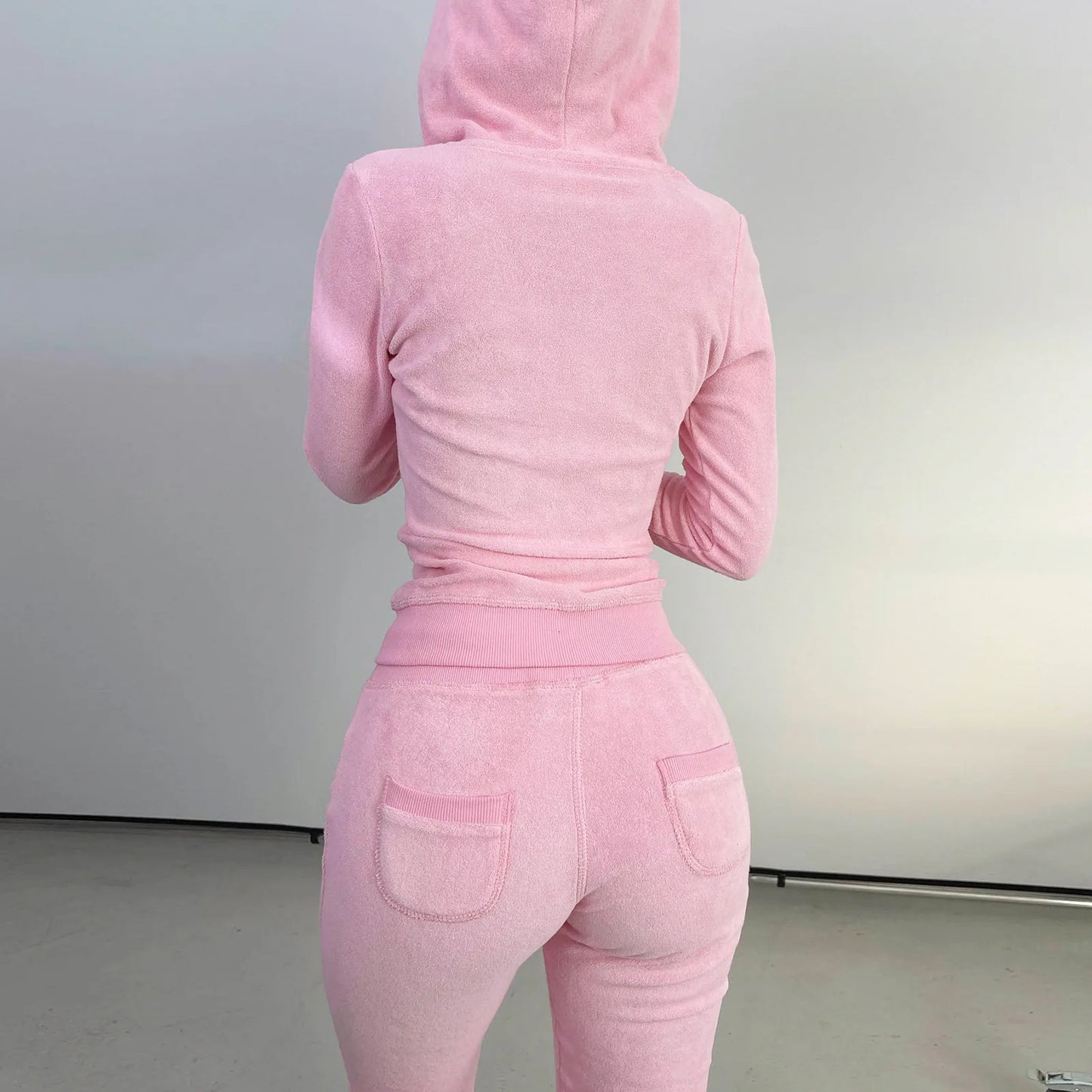 Autumn Winter Double-sided Velvet Vest 3 Piece Set For Woman's Fashion Hooded Sweatshirt Jacket Slim Pocket Trousers Female Suit