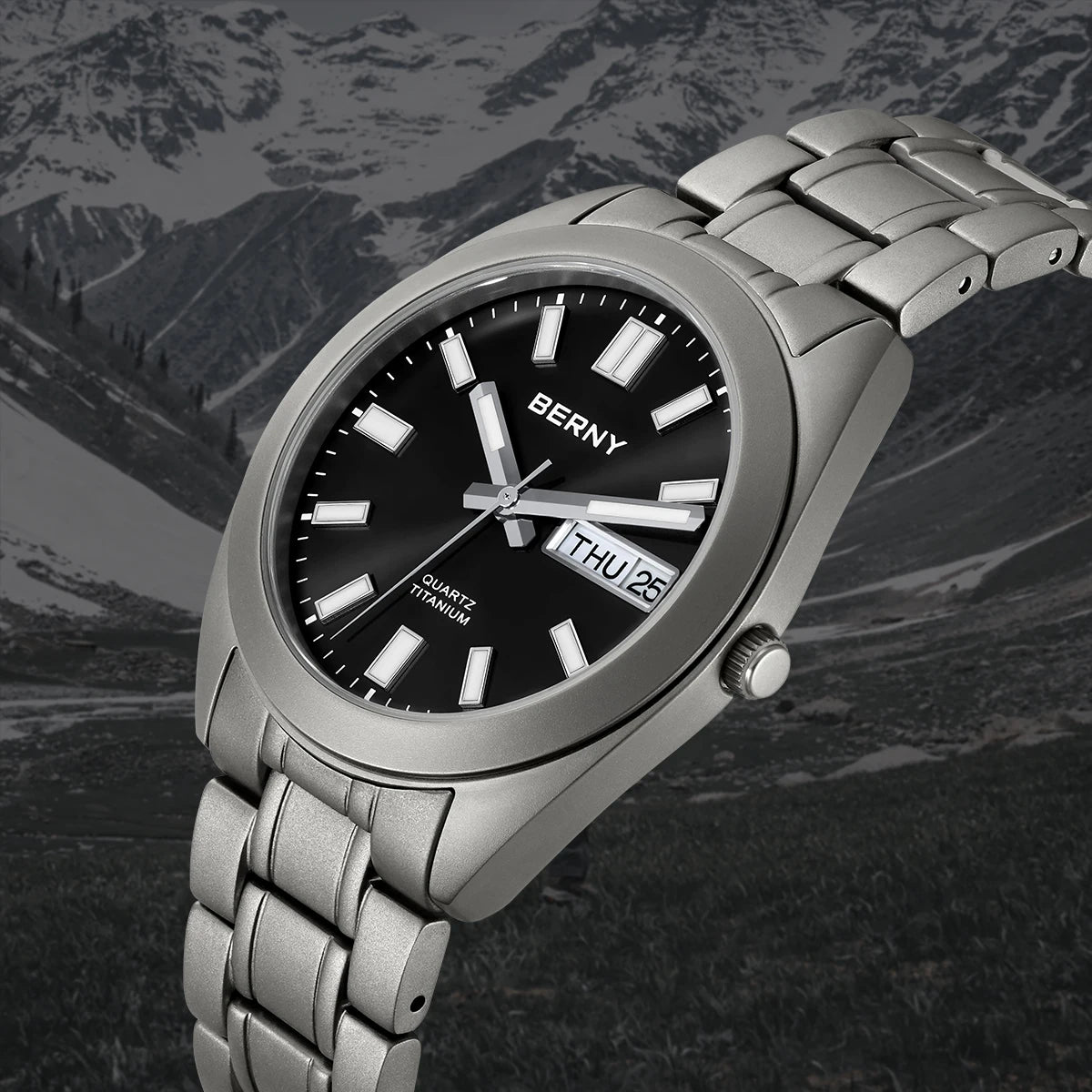 BERNY Titanium Watch for Men Supper Light Weight Wristwatch Super Luminous Sapphire 10ATM Waterproof Sport Field Quartz Watches