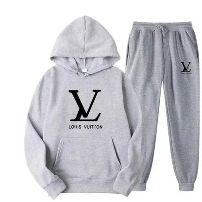 Autumn and winter new men's and women's hooded sweatshirts and pants 2-piece outdoor fashion jogging men's casual sportswear set